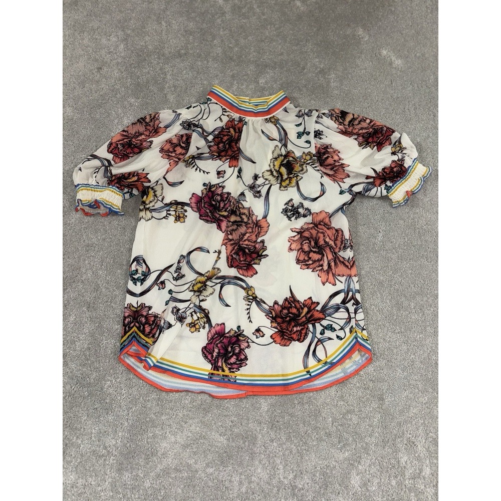 Flying Tomato Womens Floral Top Sz S Peasant Colorful Hippie Arsty Flowy